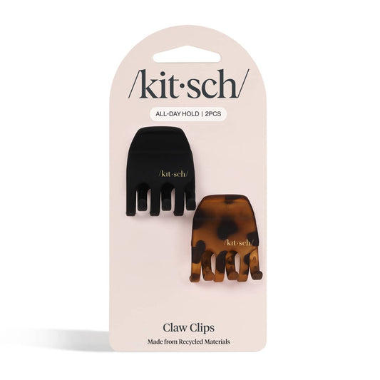 KITSCH - Eco-Friendly Medium Claw Clips 2pc set - Black & Tort