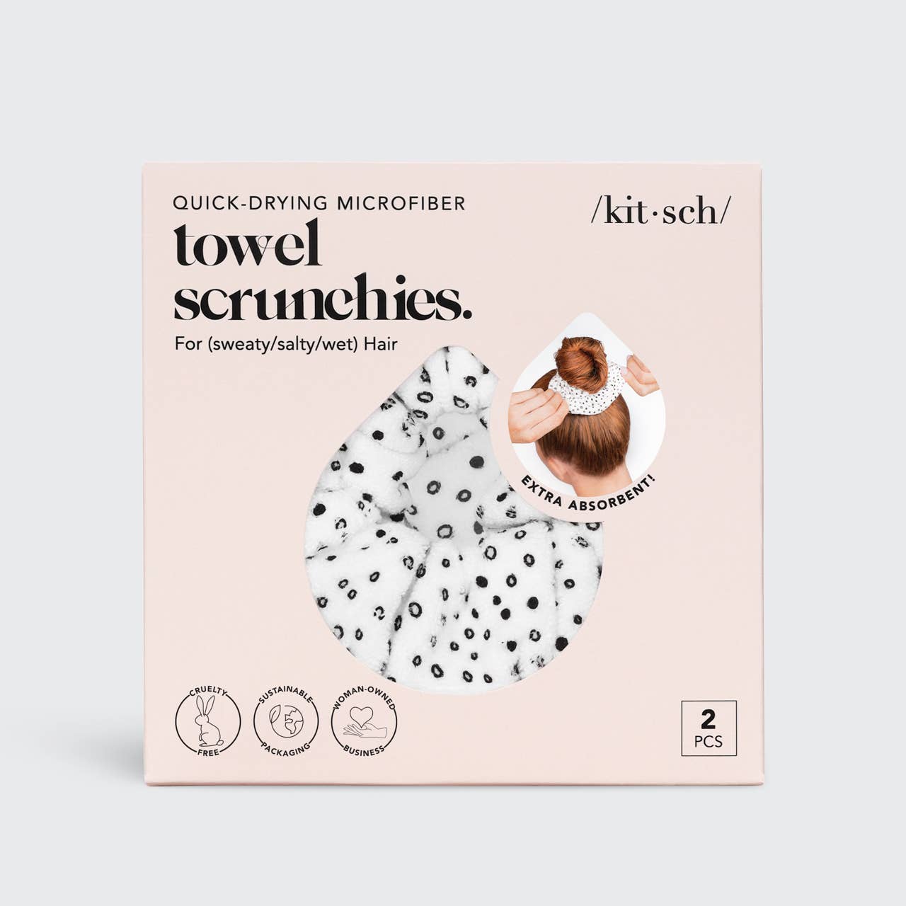 KITSCH - Towel Scrunchie 2 Pack - Micro Dot