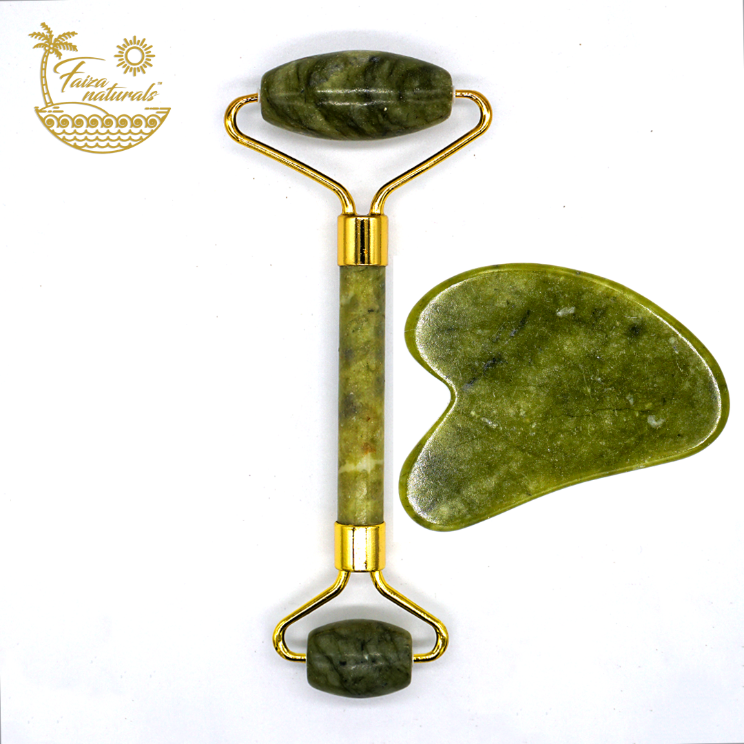 Faiza Naturals - Brazilian Jade Roller and Gus Sha Set