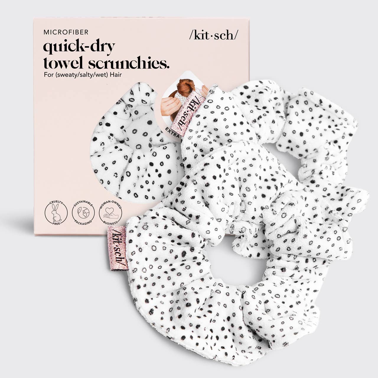 KITSCH - Towel Scrunchie 2 Pack - Micro Dot