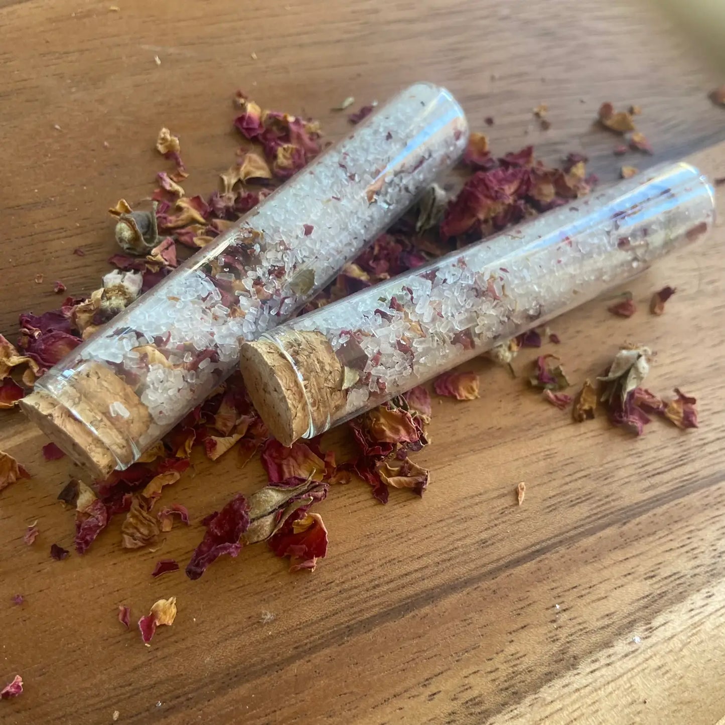 Herbal Bath Salts Test Tubes | Made with Dried Flowers