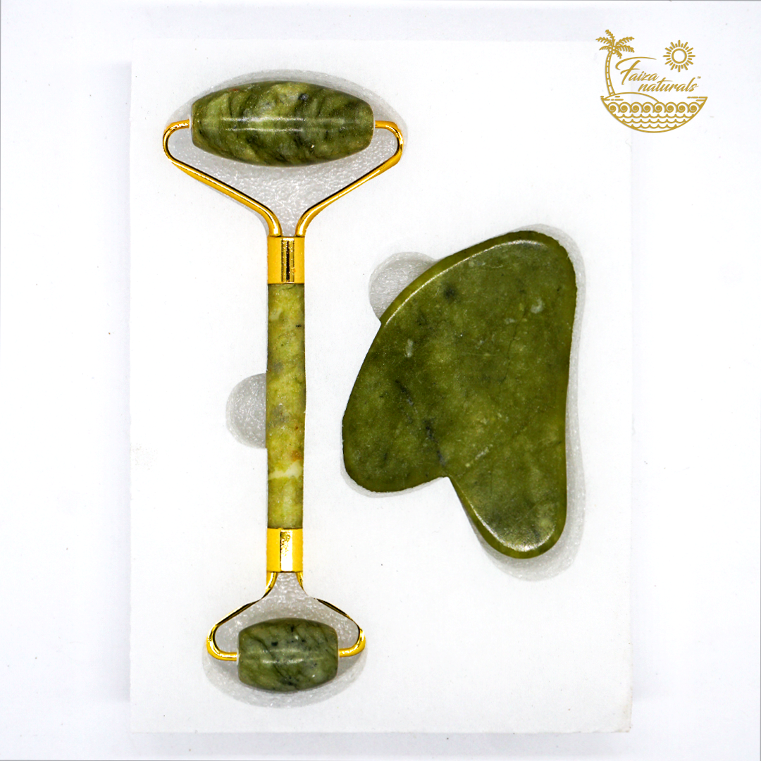 Faiza Naturals - Brazilian Jade Roller and Gus Sha Set