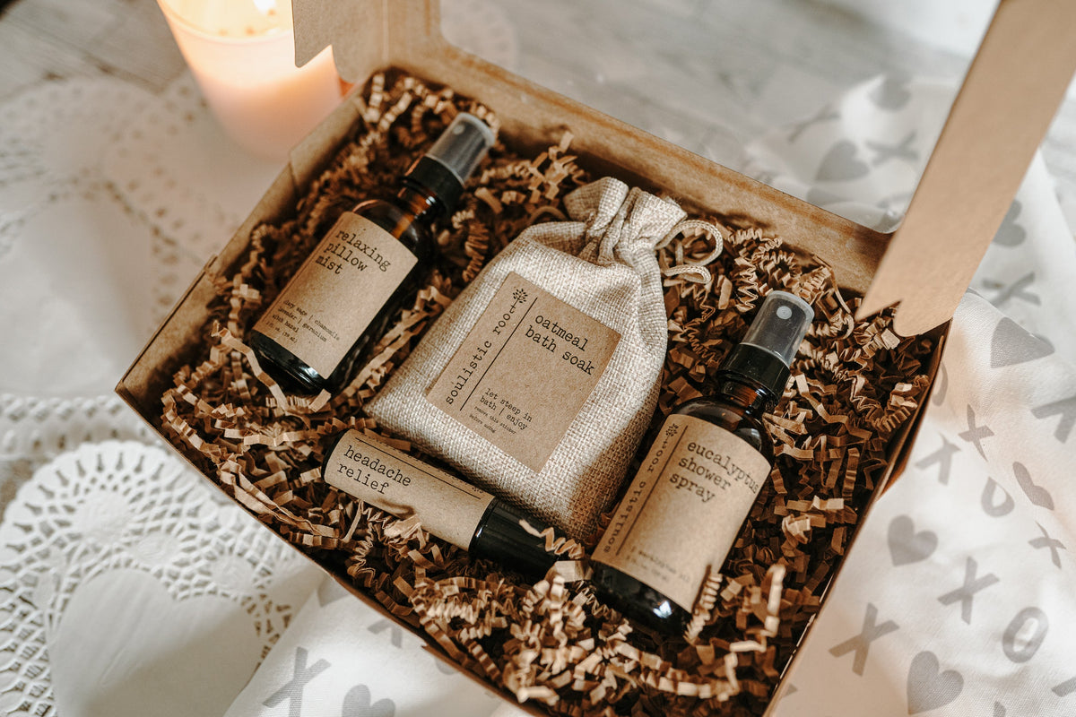 Gift Set- Shower Spray, Pillow Mist, Oatmeal Soak, Headache Relief